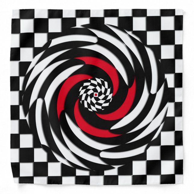 Red, White and Black Checker Vortex Bandana (Front)