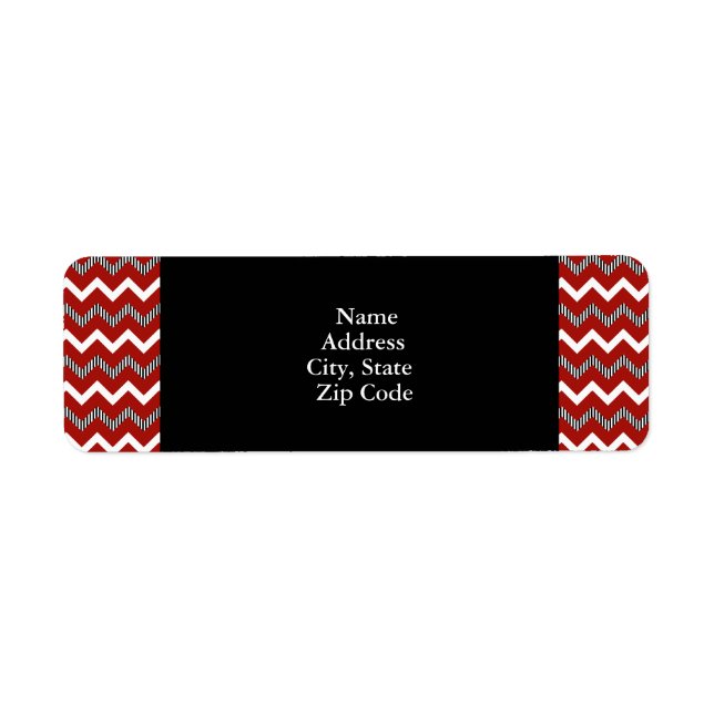 Red, White and Black Chevron Pattern Label (Front)