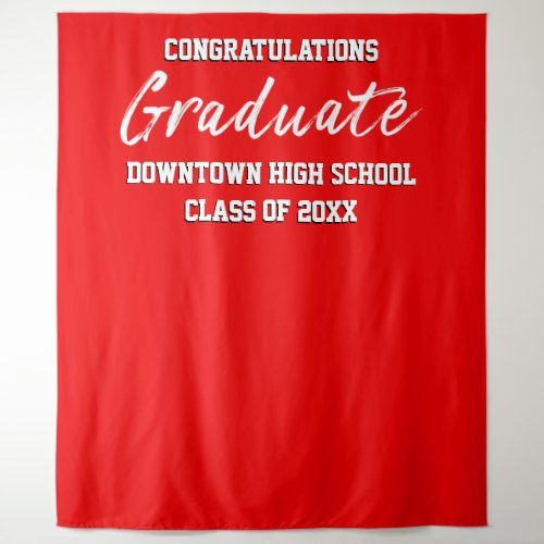 Red White and Black Congratulations Graduate Tapestry