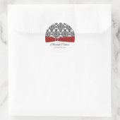 Red, White, and Black Damask 1.5" Round Sticker (Bag)