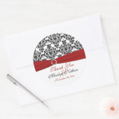 Red, White, and Black Damask 3" Round Sticker (Envelope)