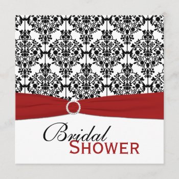Red  White  And Black Damask Bridal Shower Invite by NiteOwlStudio at Zazzle