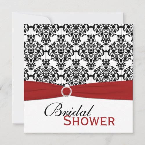 Red, White, and Black Damask Bridal Shower Invite