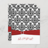 Red, White and Black Damask II RSVP Card (Front/Back)