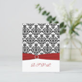 Red, White and Black Damask II RSVP Card (Standing Front)