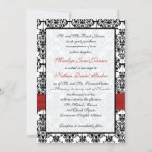 Red, White and Black Damask II Wedding Invitation (Back)