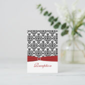 Red, White and Black Damask Reception Card (Standing Front)