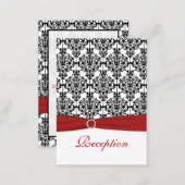 Red, White and Black Damask Reception Card (Front/Back)