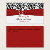 Red, White and Black Damask Wedding Favor Tag (Front & Back)