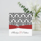 Red, White, and Black Damask Wedding Invitation (Standing Front)
