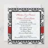 Red, White, and Black Damask Wedding Invitation (Back)