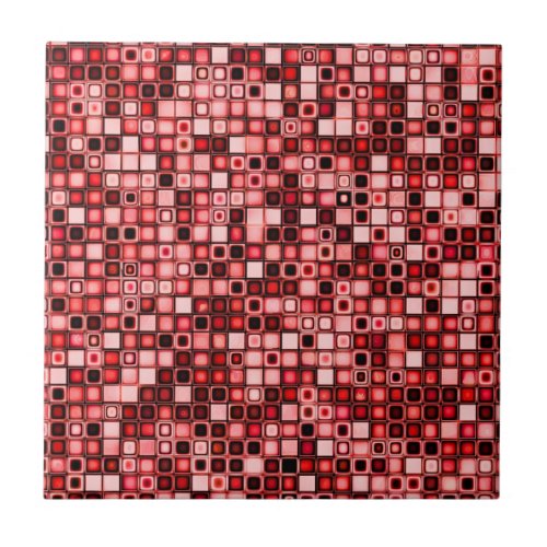 Red White And Black Funky Retro Tiles Pattern