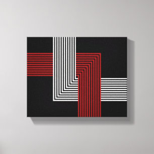 Red, White and Black Geometric 10” x 8” Canvas Print