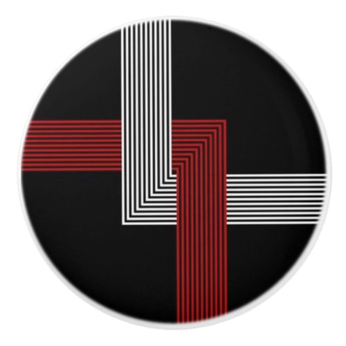 Red White and Black Geometric Door Knob