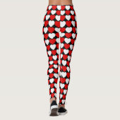 Red White and Black Heart Pattern Leggings (Back)