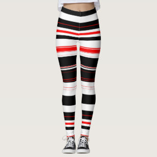 Women's Red And White Striped Leggings