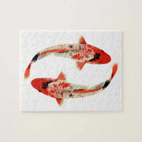 Red White and Black Koi Fish Jigsaw Puzzle