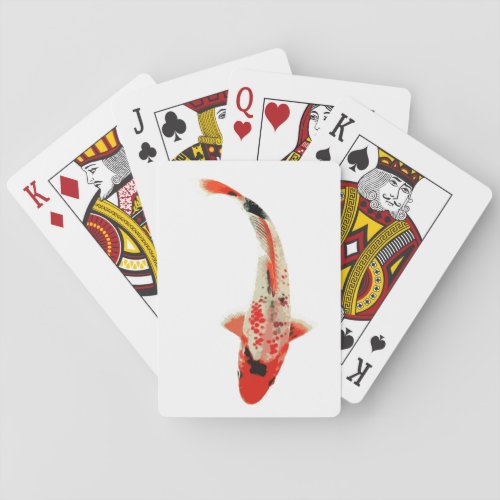 Red White and Black Koi Fish Playing Cards