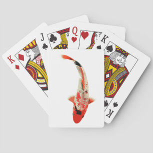 Red, White, and Black Koi Fish Poker Cards