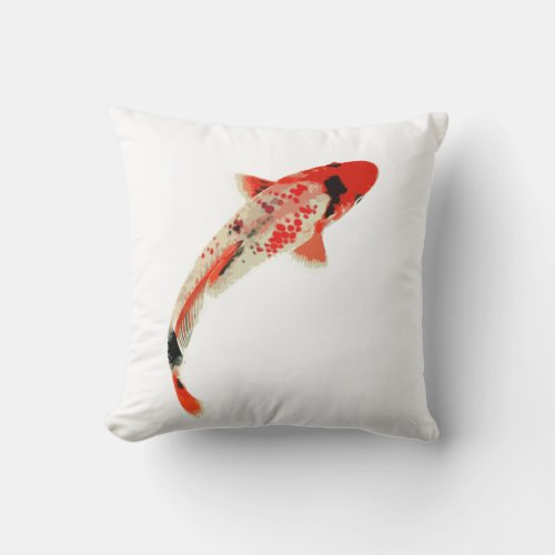 Red White and Black Koi Fish Throw Pillow