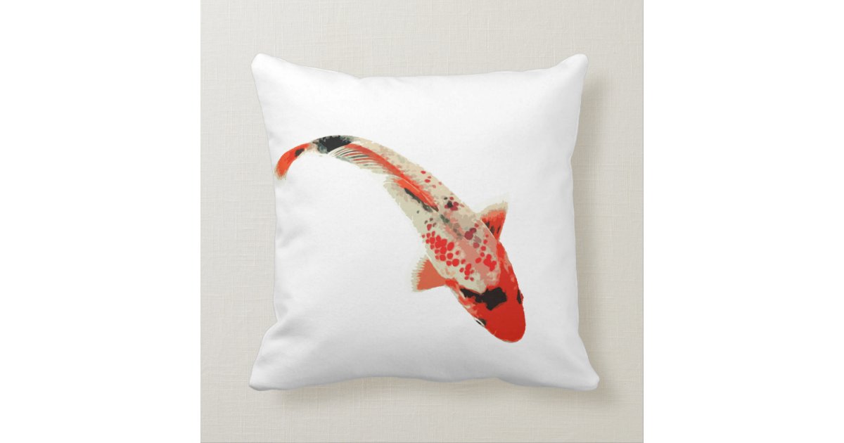 Red, White, and Black Koi Fish Throw Pillow Zazzle