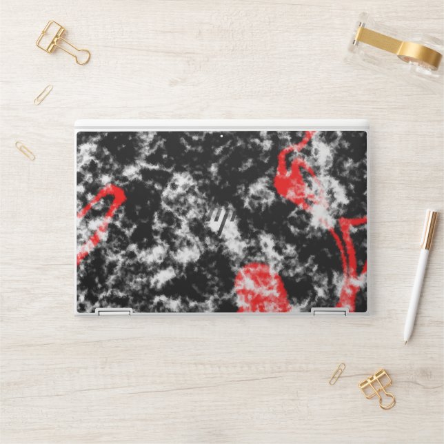Red, White and Black Marble Abstract HP Laptop Skin (Desk)
