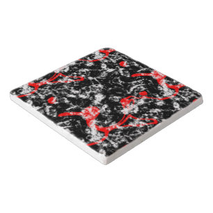 Red, White and Black Marble Abstract Trivet