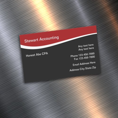 Red White And Black Modern Accoutant Business Card Magnet