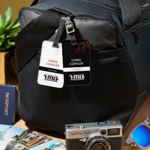 Red, White, and Black Music ID Bag Tag
