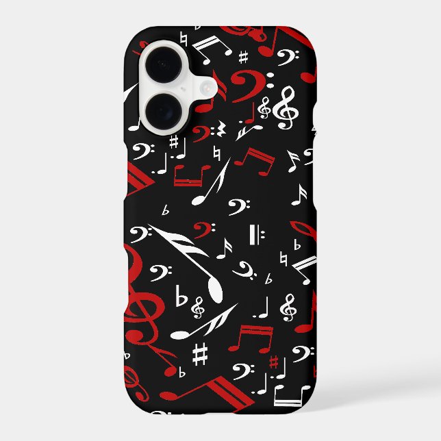 Red White and Black Musical Notes Case-Mate iPhone Case (Back)