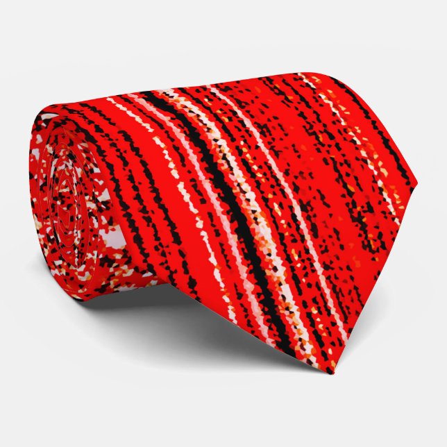 Red, White and Black Pattern Neck Tie (Rolled)