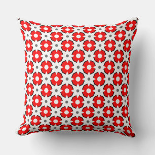 Red White and Black pattern Throw Pillow