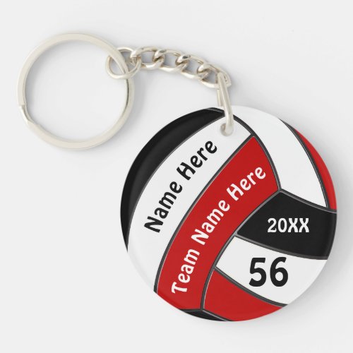 Red White and Black Personalized Volleyball Gifts Keychain