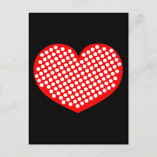 Red White and Black Polkadot Heart Postcard