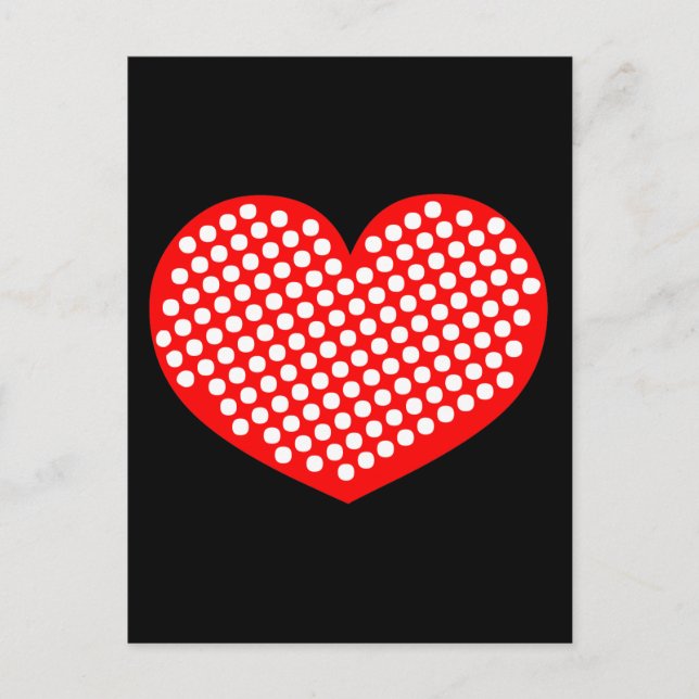 Red White and Black Polkadot Heart Postcard (Front)
