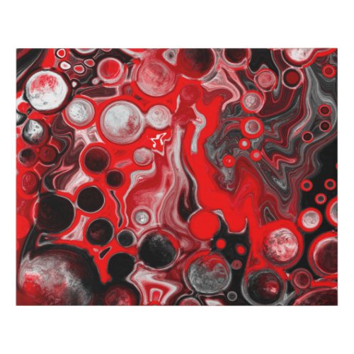 Red White and Black Pour Painting Fluid Art  Faux Canvas Print