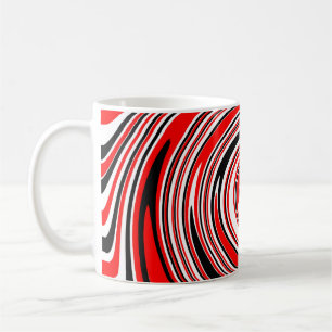 Red white and black psychedelic design coffee mug
