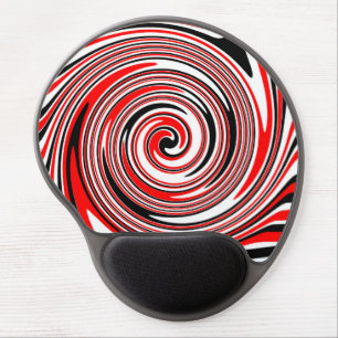 Red white and black psychedelic design gel mouse pad