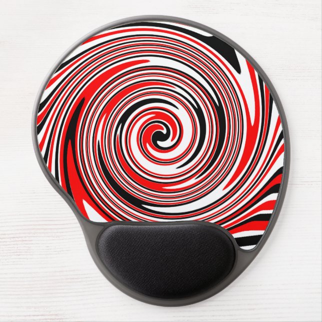 Red white and black psychedelic design gel mouse pad (Front)