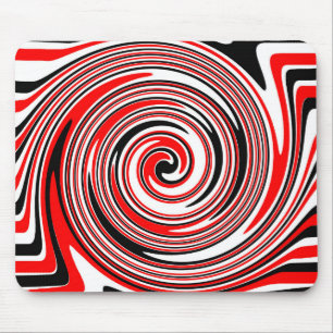 Red white and black psychedelic design mouse pad