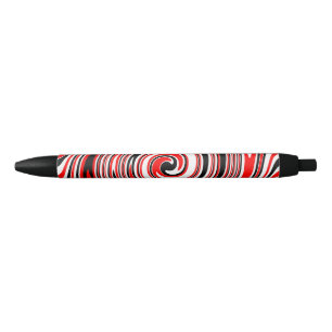 Red white and black psychedelic design pen