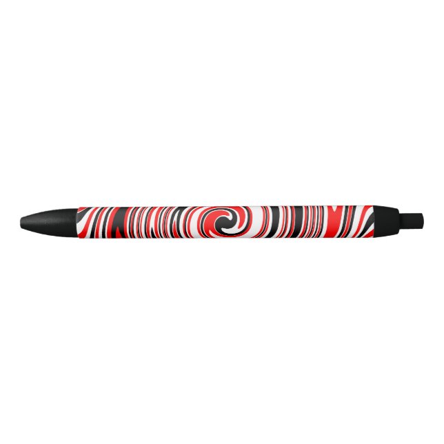Red white and black psychedelic design pen (Front)