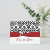 Red, White, and Black Save the Date Postcard (Standing Front)