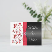 Red, White, and Black Save the Date Postcard (Standing Front)