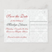 Red, White, and Black Save the Date Postcard (Back)