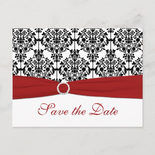 Red White and Black Save the Date Postcard