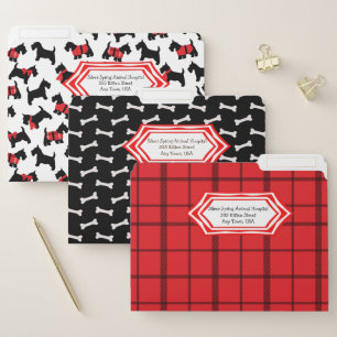 Red White and Black Scottie Dog Patterns File Folder