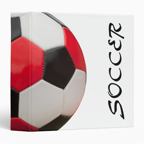 Red White and Black Soccer Ball on White Binder
