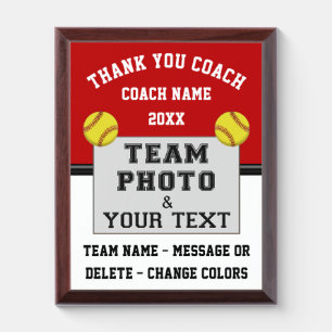 Red, White and Black, Softball COACH Gifts, Plaque