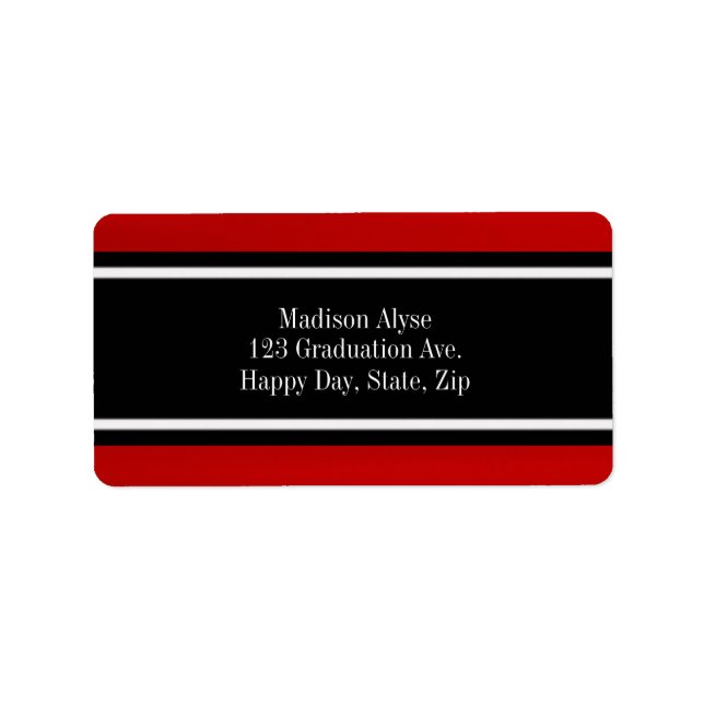 Red, White and Black Striped Address Labels (Front)